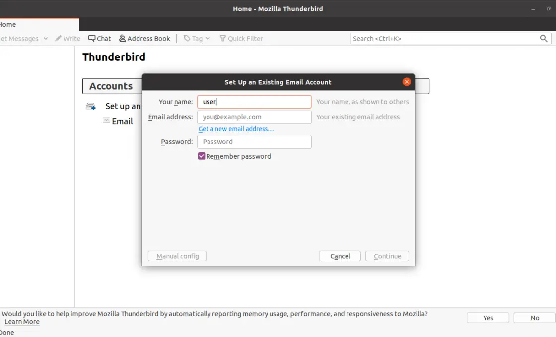 Configuring Thunderbird on Ubuntu 20.04